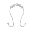 Kenney Mfg Beaded Roller Shower Curtain Double Hooks, Set of 12, Chrome KN67123V2